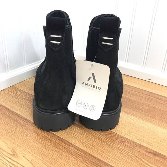 ANFIBIO Waterproof Black‎ Suede Chelsea Ankle Boot Bootie Size 9.5 Wide New - Picture 5 of 15